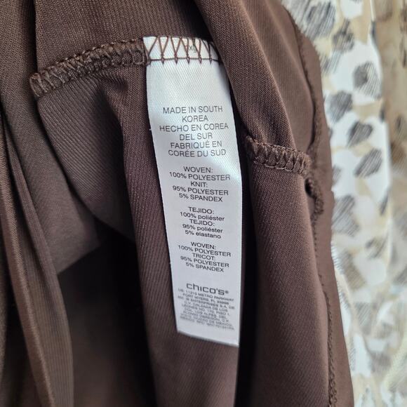 Chicos Asymmetrical Jayma Animal Print Blouse L Desert Beige Sheer Layer Top NWT - Picture 7 of 12